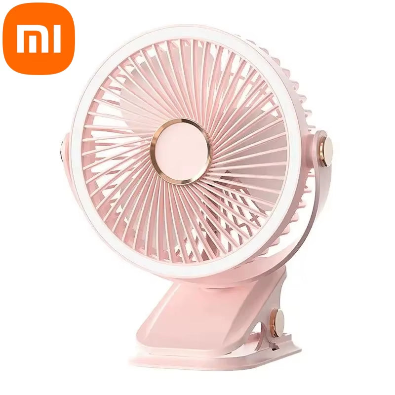 Xiaomi 8000mAh Rechargeable Clip-On Fan - 3 Speed Quiet Air Circulator with LED Light for Home and Camping