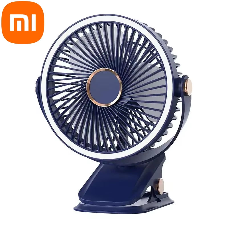 Xiaomi 8000mAh Rechargeable Clip-On Fan - 3 Speed Quiet Air Circulator with LED Light for Home and Camping