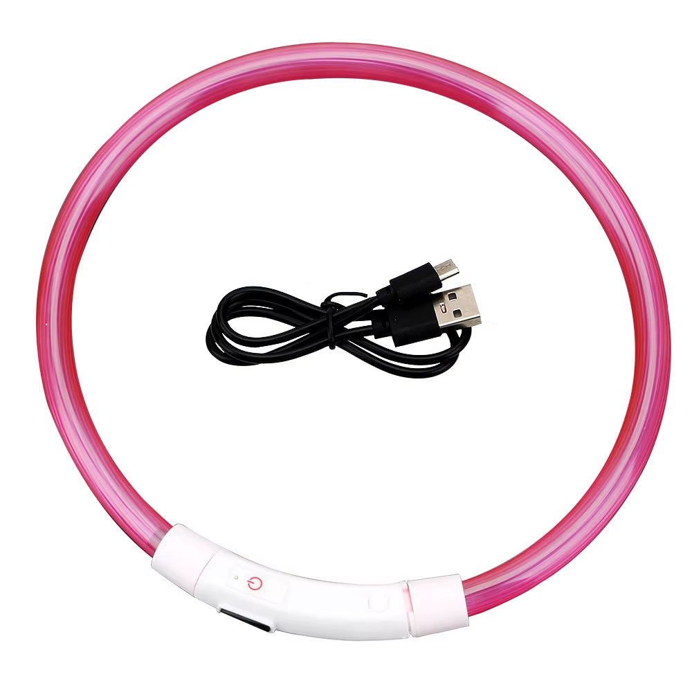 LED USB Rechargeable Glow-in-the-Dark Dog Collar - Ultimate Night Safety Accessory for Your Pet