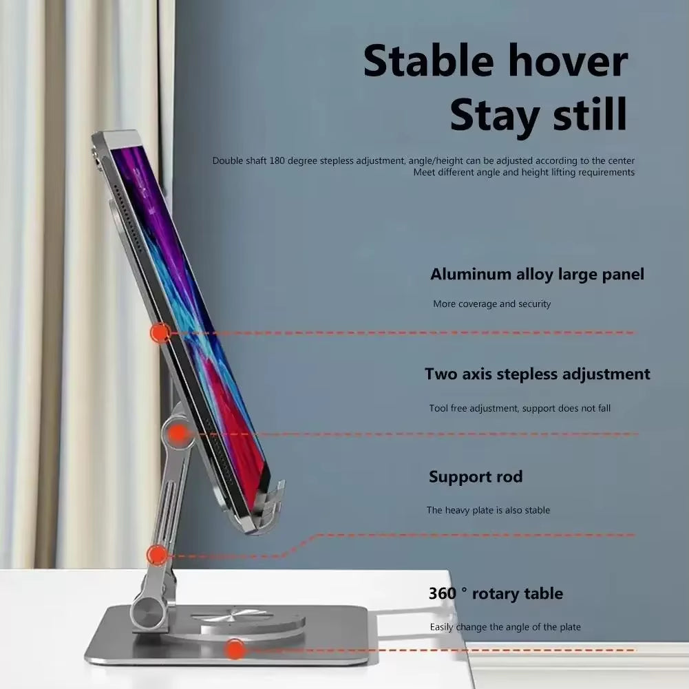 360° Rotatable Tablet Stand Adjustable Foldable Desktop Stand Holder Compatible for 4.7-12 Inch Ipad Pro/Air/Min Laptop Tablet
