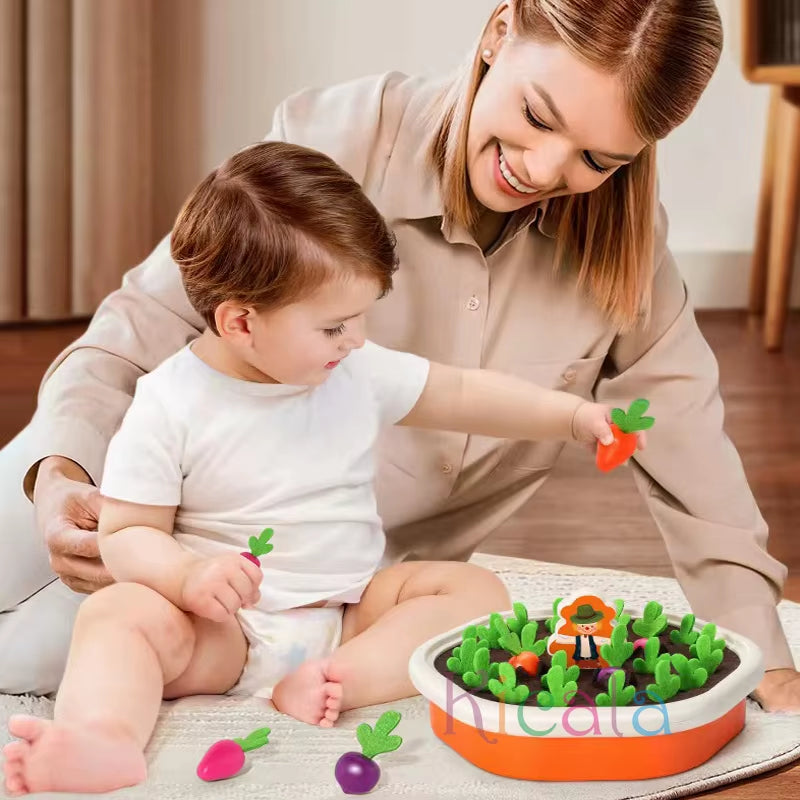 Engaging Montessori Baby Toys - Colorful Shape Pull Carrot Set for Learning and Discovery!