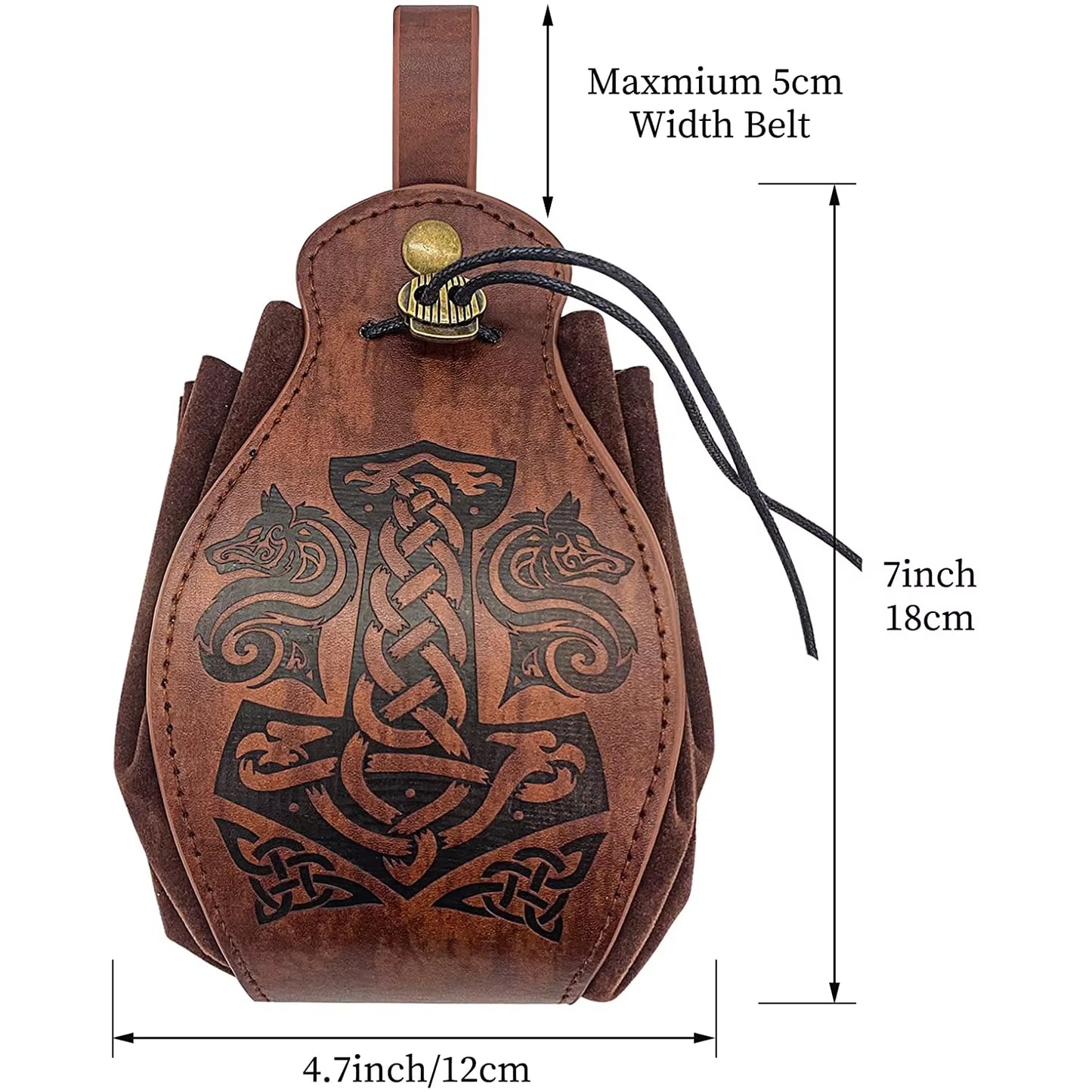 Celtic Design Genuine Leather D&D Dice Bag Tray - Cute Drawstring Pouch for RPG Gifts & Coin Purse