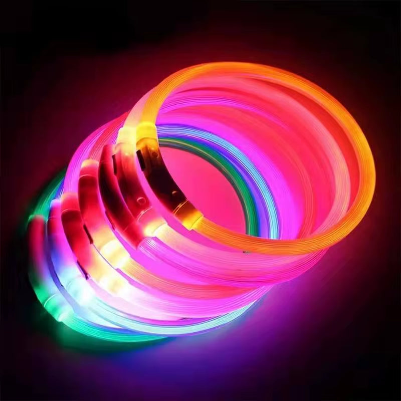 LED USB Rechargeable Glow-in-the-Dark Dog Collar - Ultimate Night Safety Accessory for Your Pet