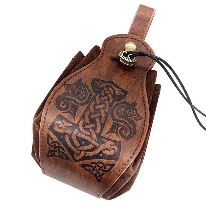 Celtic Design Genuine Leather D&D Dice Bag Tray - Cute Drawstring Pouch for RPG Gifts & Coin Purse