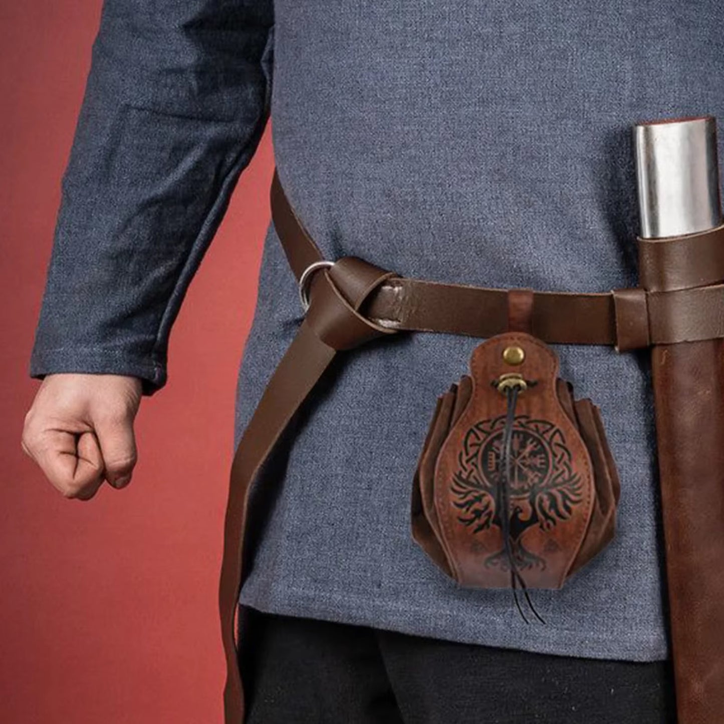 Celtic Design Genuine Leather D&D Dice Bag Tray - Cute Drawstring Pouch for RPG Gifts & Coin Purse