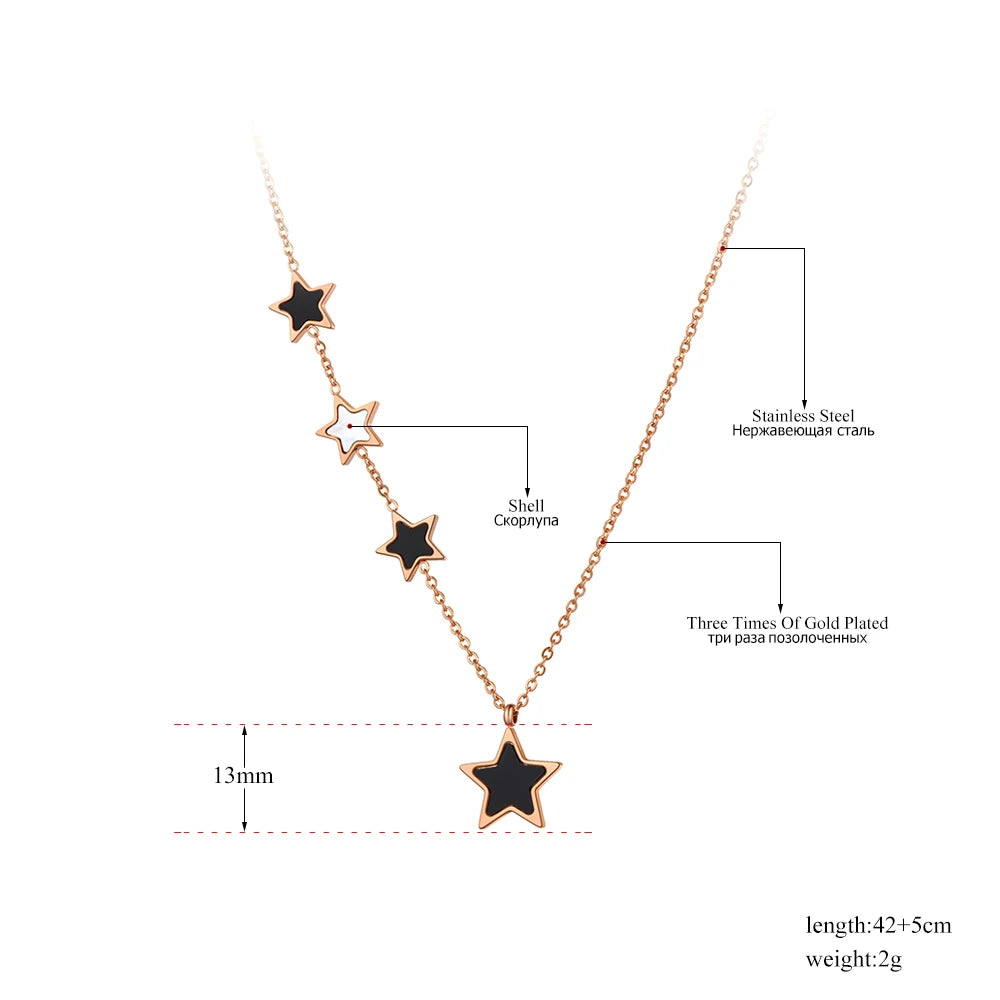 Trendy Black Acrylic Star Choker Necklace for Women - Original Titanium Stainless Steel with Charm Pendant