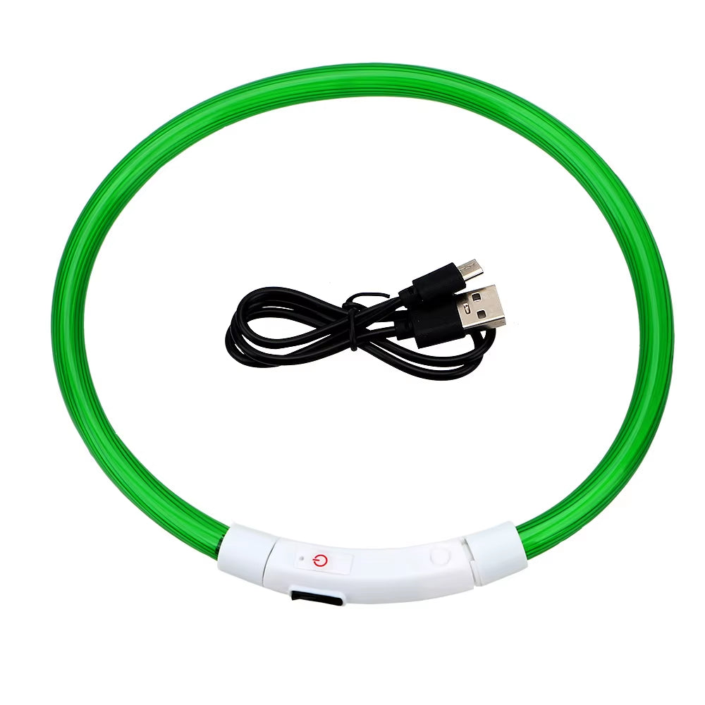LED USB Rechargeable Glow-in-the-Dark Dog Collar - Ultimate Night Safety Accessory for Your Pet