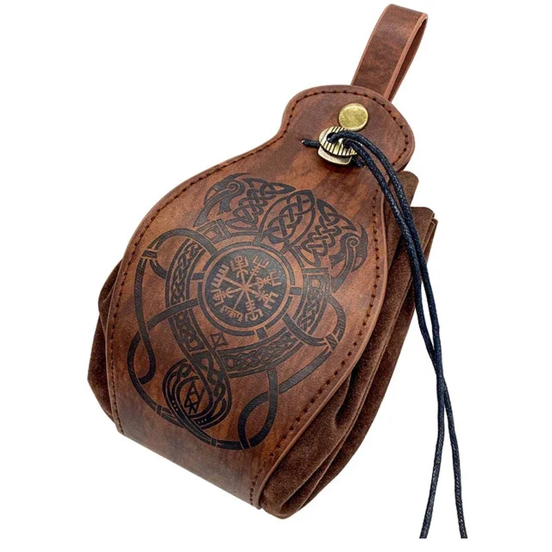 Celtic Design Genuine Leather D&D Dice Bag Tray - Cute Drawstring Pouch for RPG Gifts & Coin Purse