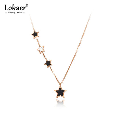 Trendy Black Acrylic Star Choker Necklace for Women - Original Titanium Stainless Steel with Charm Pendant
