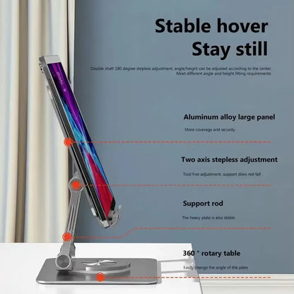 360° Rotatable Tablet Stand Adjustable Foldable Desktop Stand Holder Compatible for 4.7-12 Inch Ipad Pro/Air/Min Laptop Tablet