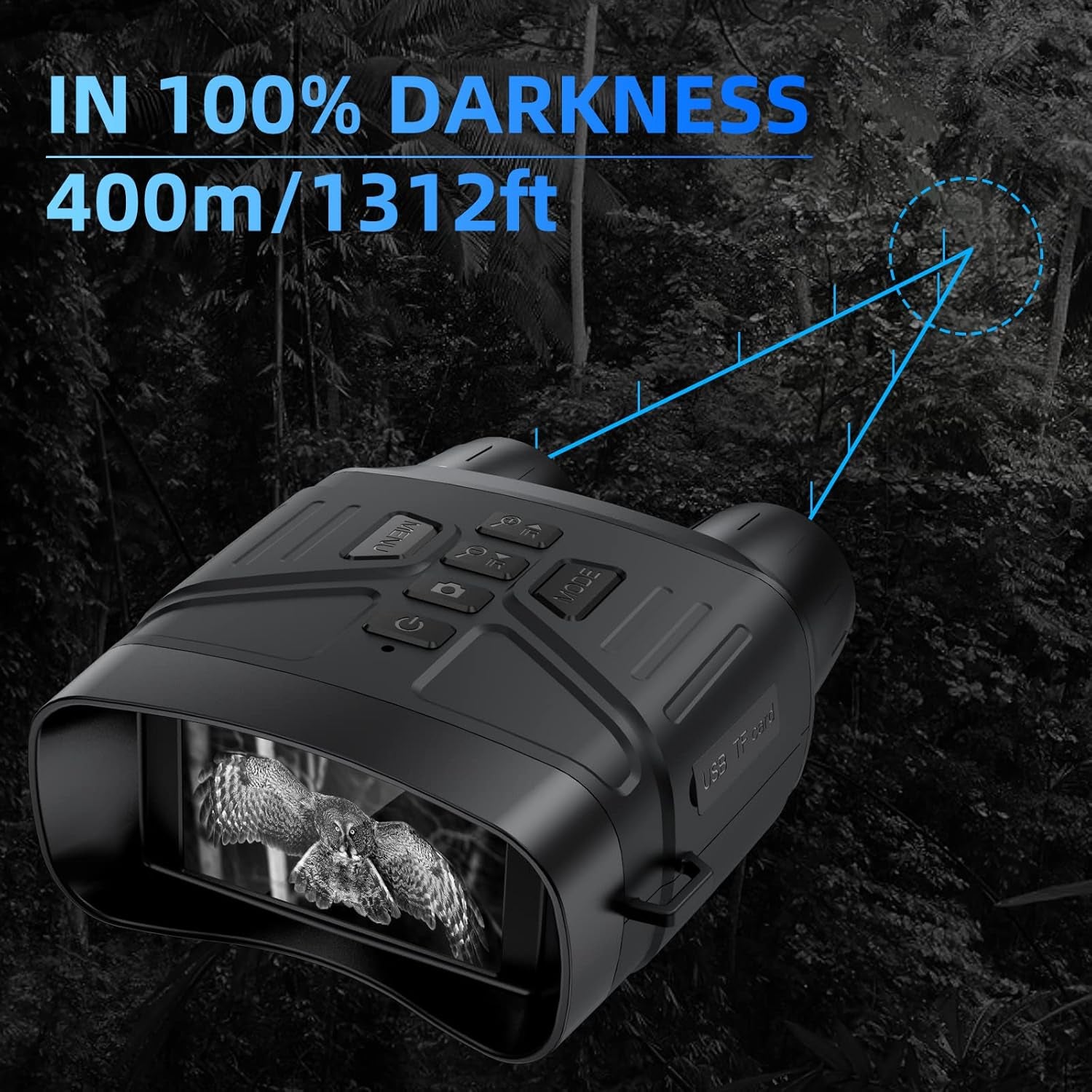 Night Vision Goggles for Adults, 4K Infrared Night Vision Binoculars with Rechargeable Battery and Anti-Shake Motion Detection for Camping