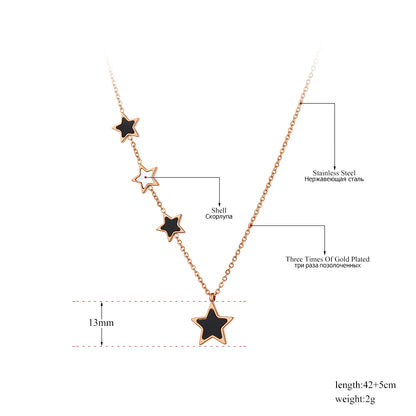 Trendy Black Acrylic Star Choker Necklace for Women - Original Titanium Stainless Steel with Charm Pendant