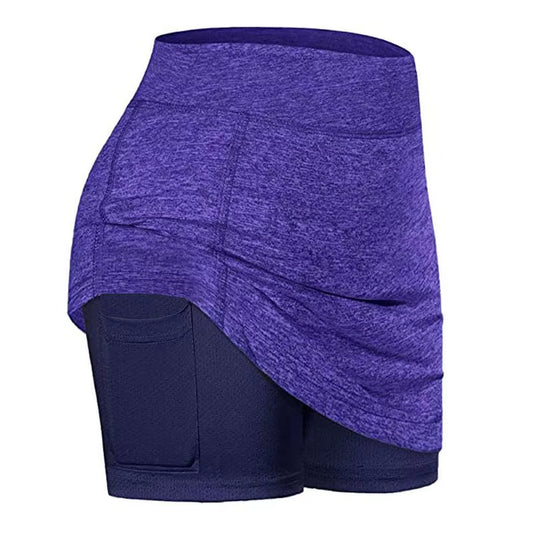 Women'S Tennis Skirts Inner Shorts Elastic Sports Golves Skorts with Phone Pockets Sexy Fitness High Waist Yoga Dancing Shorts