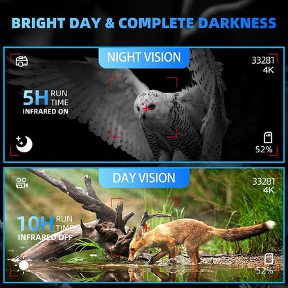Night Vision Goggles for Adults, 4K Infrared Night Vision Binoculars with Rechargeable Battery and Anti-Shake Motion Detection for Camping