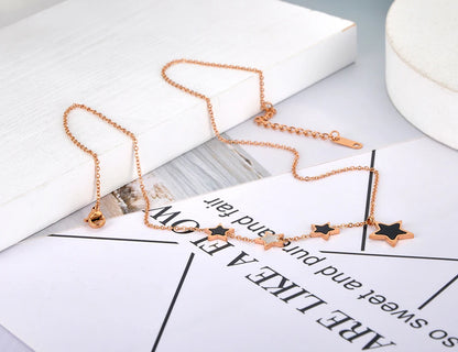 Trendy Black Acrylic Star Choker Necklace for Women - Original Titanium Stainless Steel with Charm Pendant