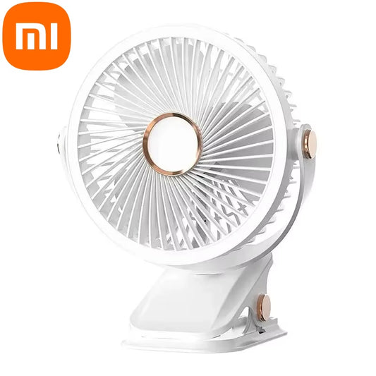 Xiaomi 8000mAh Rechargeable Clip-On Fan - 3 Speed Quiet Air Circulator with LED Light for Home and Camping