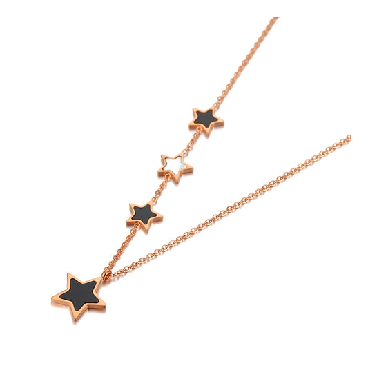 Trendy Black Acrylic Star Choker Necklace for Women - Original Titanium Stainless Steel with Charm Pendant